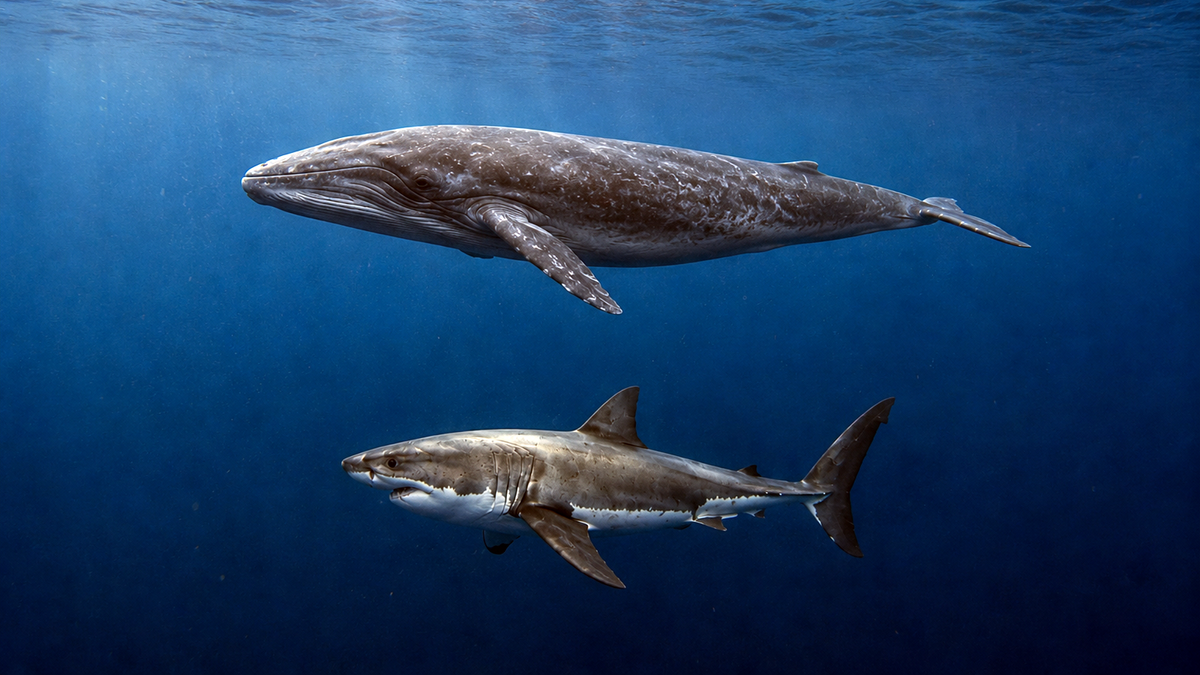 Blue Whales Are Born Bigger Than Adult Great White Sharks