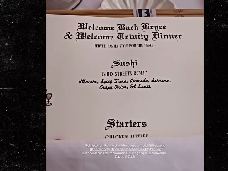 trinity dinner menu