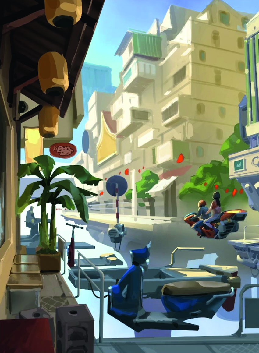 Digital sci-fi art based on an everyday real-world scene