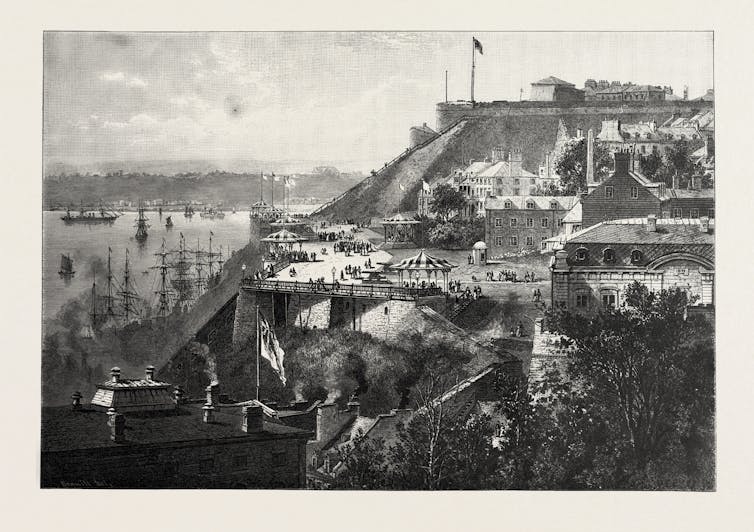 An old black and white engraving.