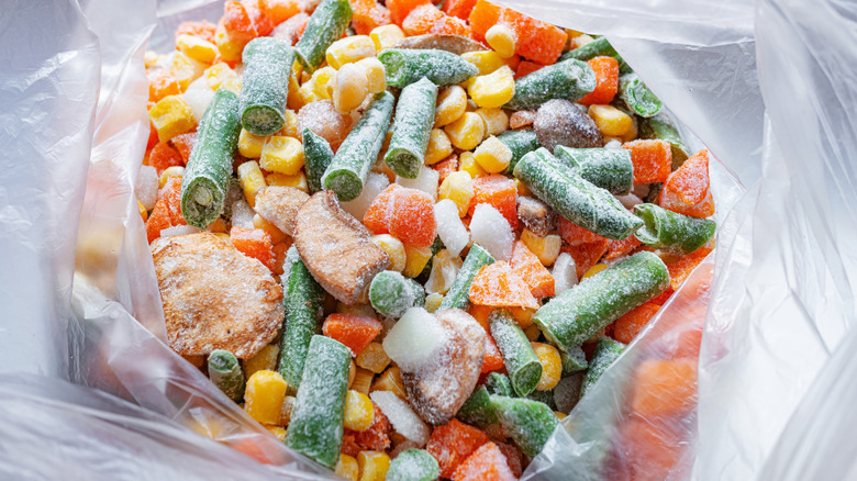 Bag of frozen mixed vegetables