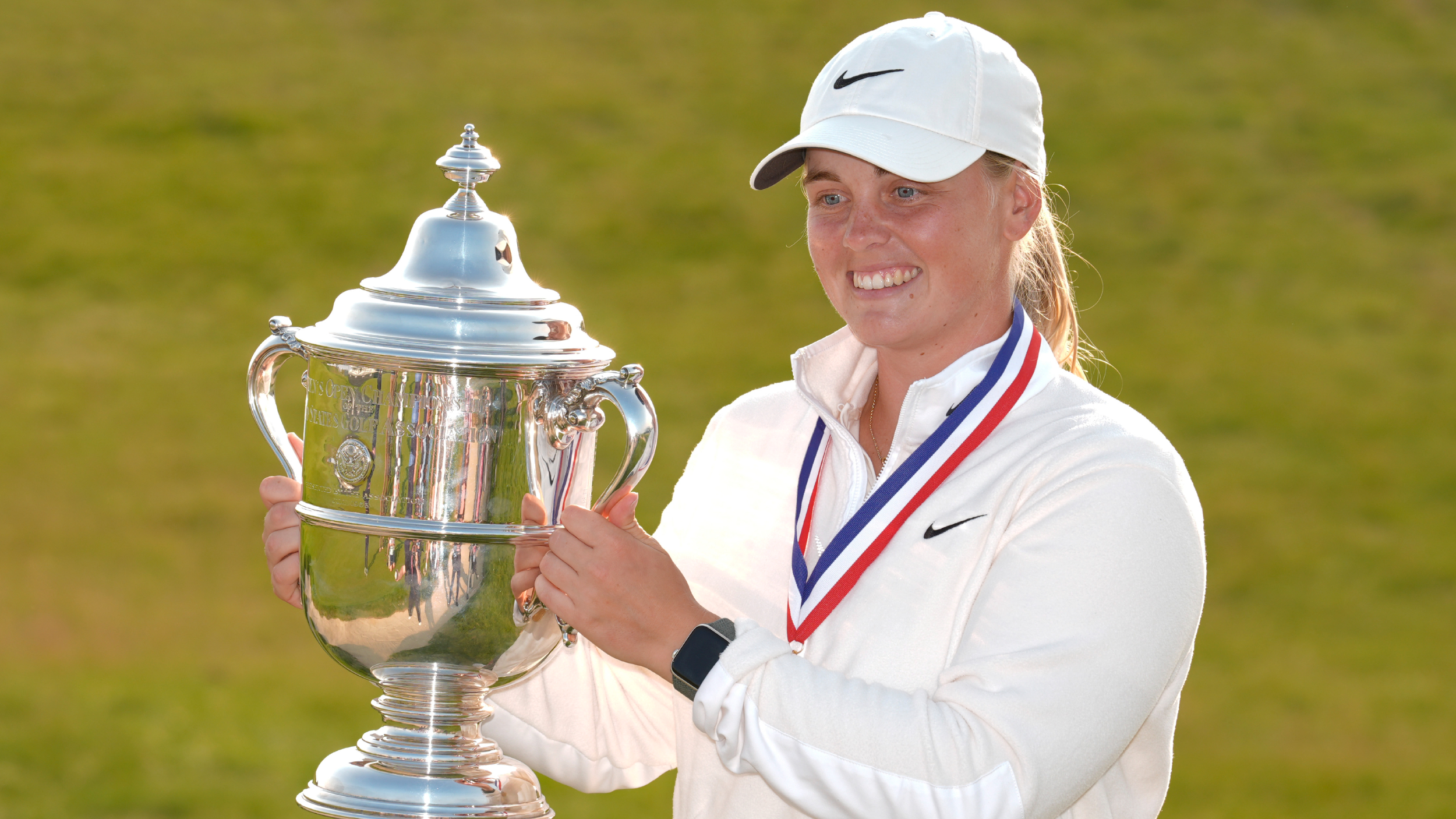 Maja Stark with the US Women's Open trophy