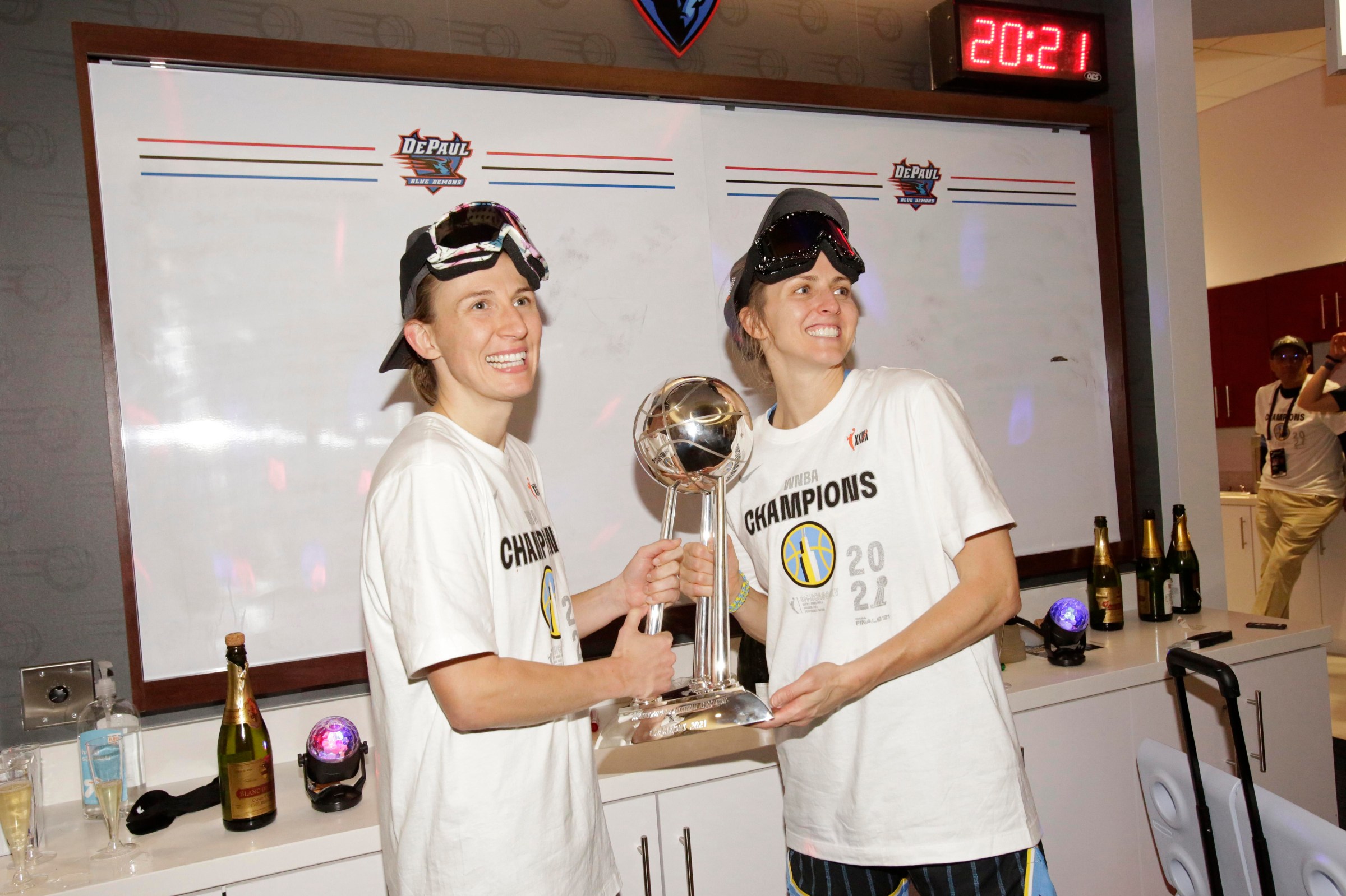 Sloot and her wife, Allie Quigley, helped the Sky win their first championship in 2021. (Photo by Kena Krutsinger)