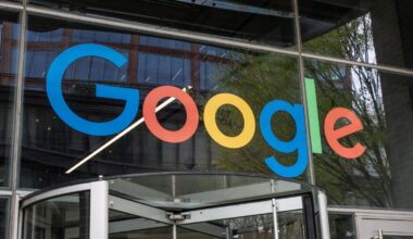 google logo on office window