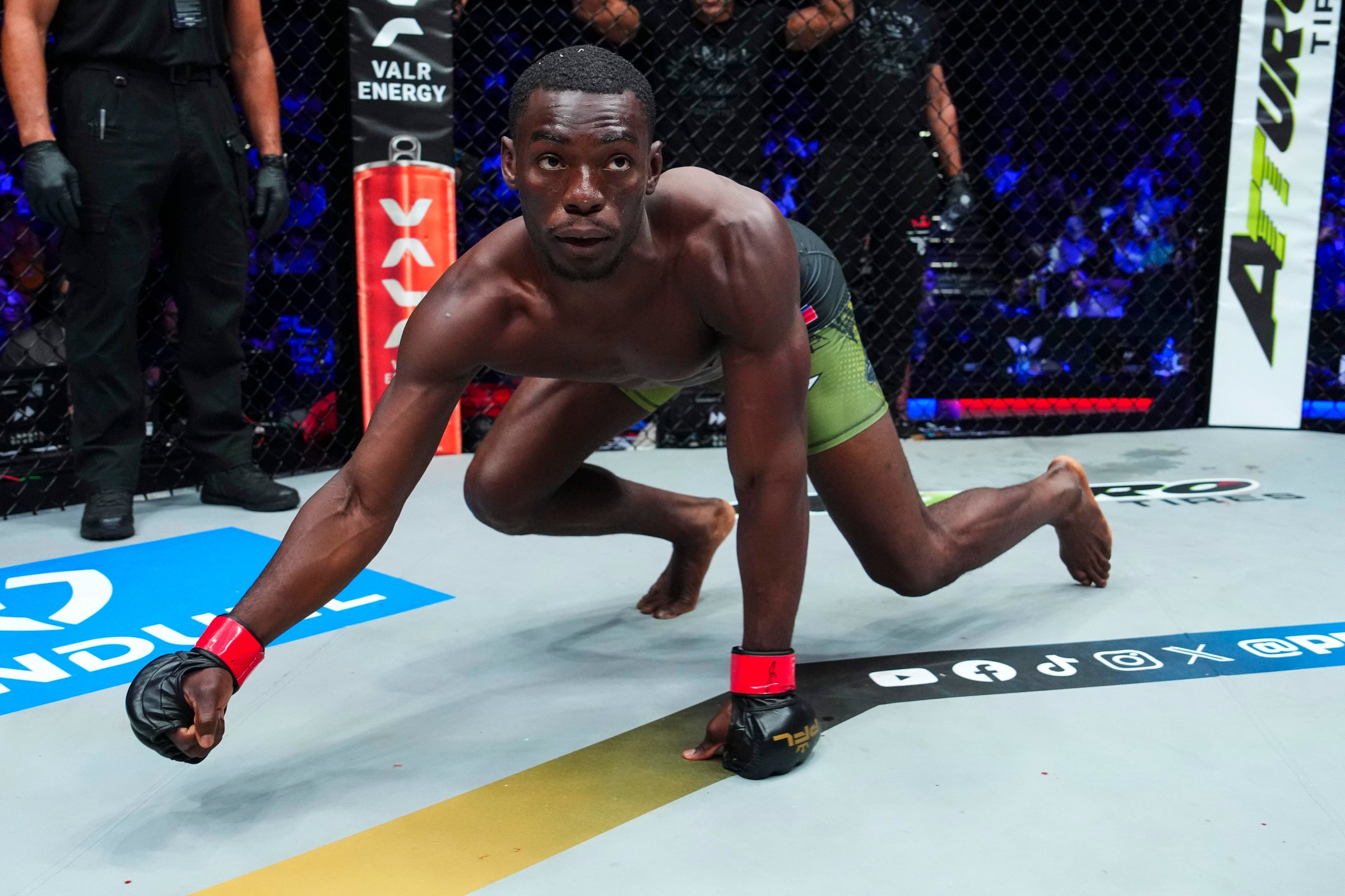 ATLANTIC CITY, NJ - AUGUST 01: Thad Jean looks on before fighting Logan Storley during the finals of the PFL 2025 World Tournament at Boardwalk Hall on August 1, 2025 in Atlantic City, Florida. (Photo by Cooper Neill/Getty Images)