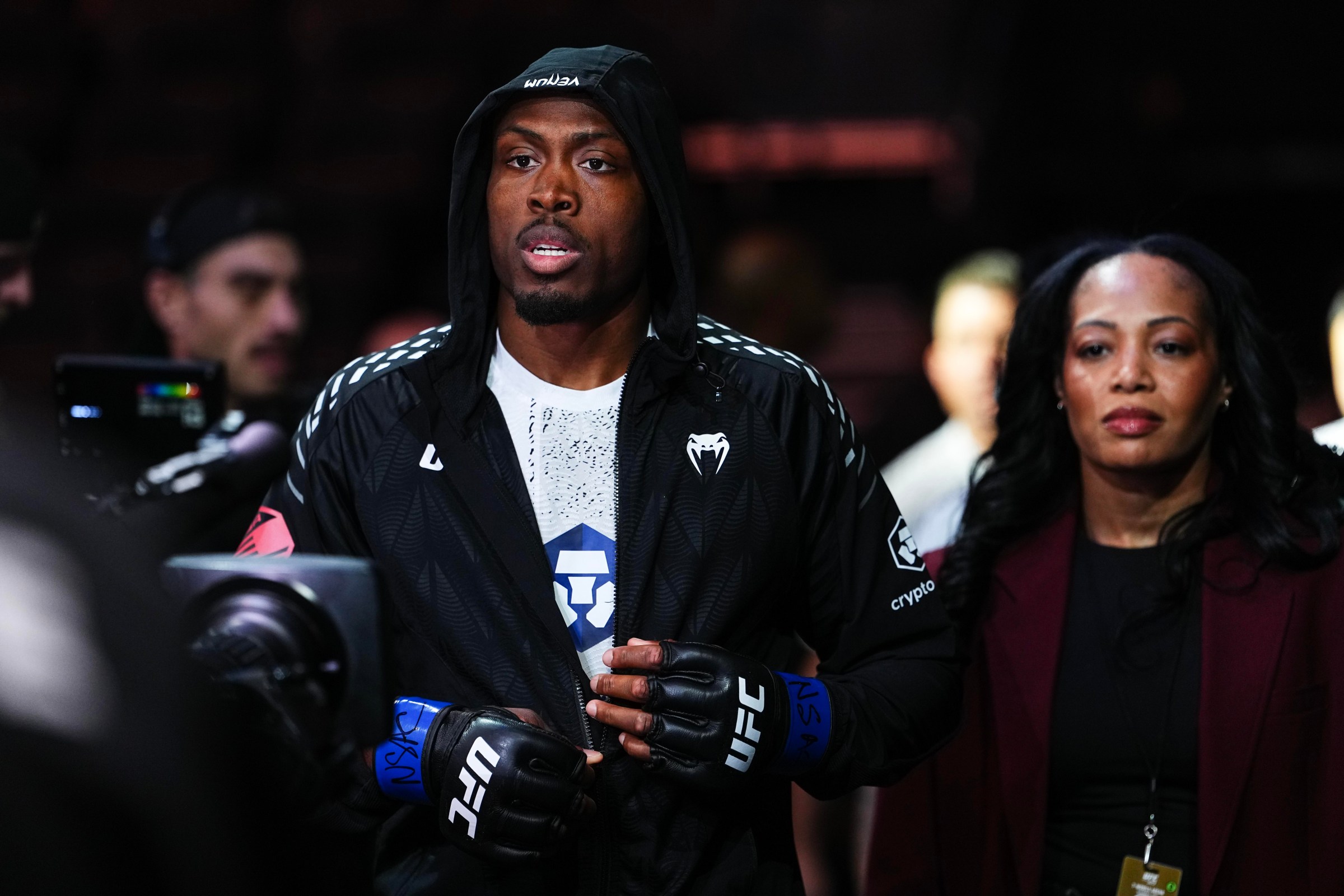 LAS VEGAS, NEVADA - DECEMBER 06: Jalin Turner walks to the Octagon in a lightweight fight during the UFC 323 event at T-Mobile Arena on December 06, 2025 in Las Vegas, Nevada. (Photo by Jeff Bottari/Zuffa LLC)