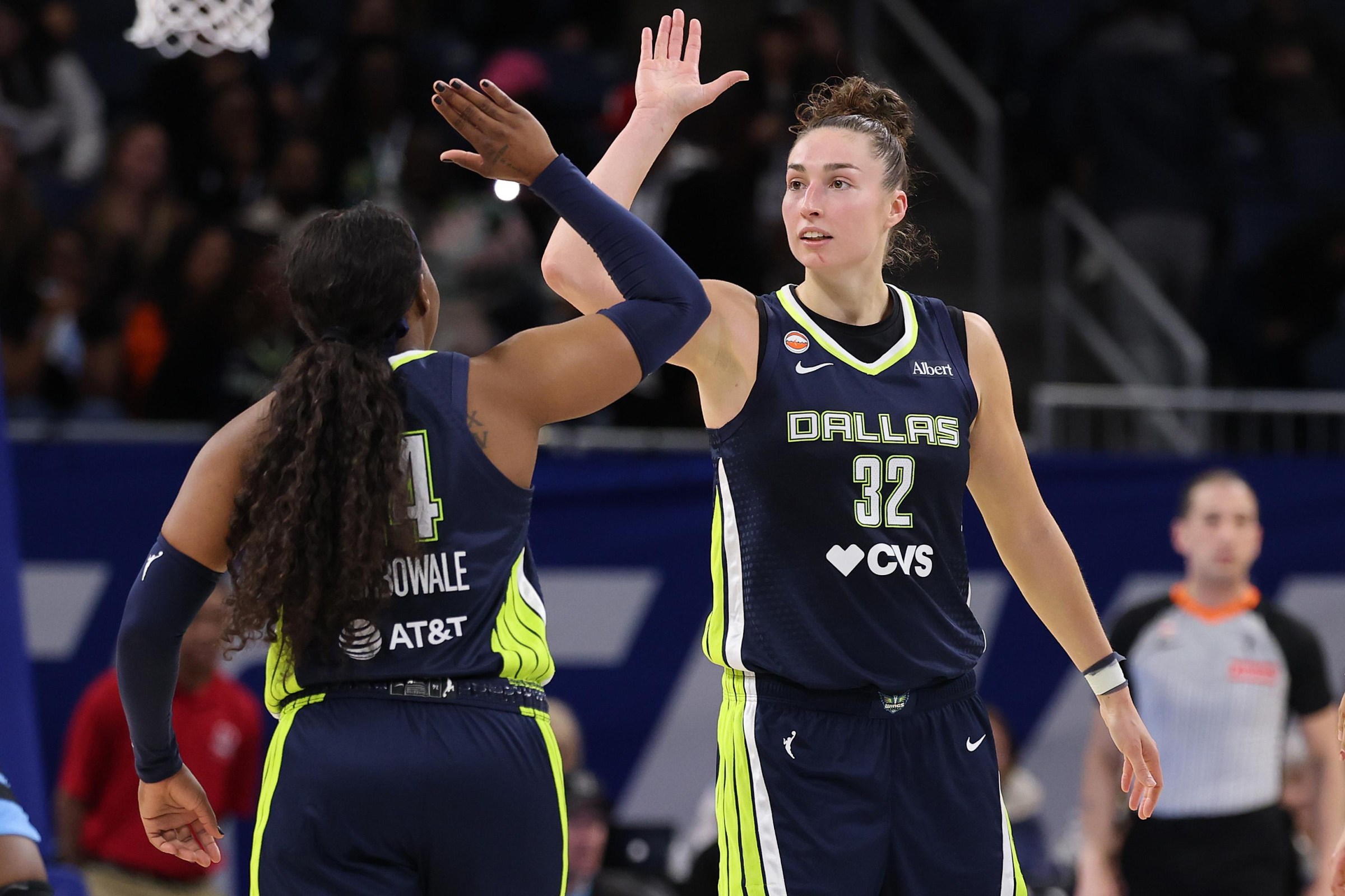Arike Ogunbowale and Jessica Shepard.
