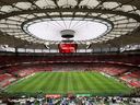 General view inside B.C. Place before the World Cup round of 32 match between Switzerland and Algeria on July 02, 2026 in Vancouver, British Columbia.