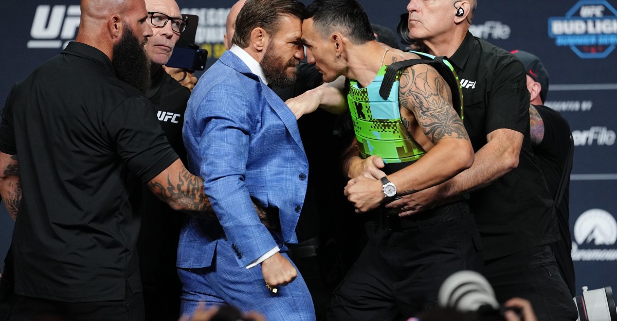 UFC 328 press conference staredowns: McGregor vs. Holloway 2