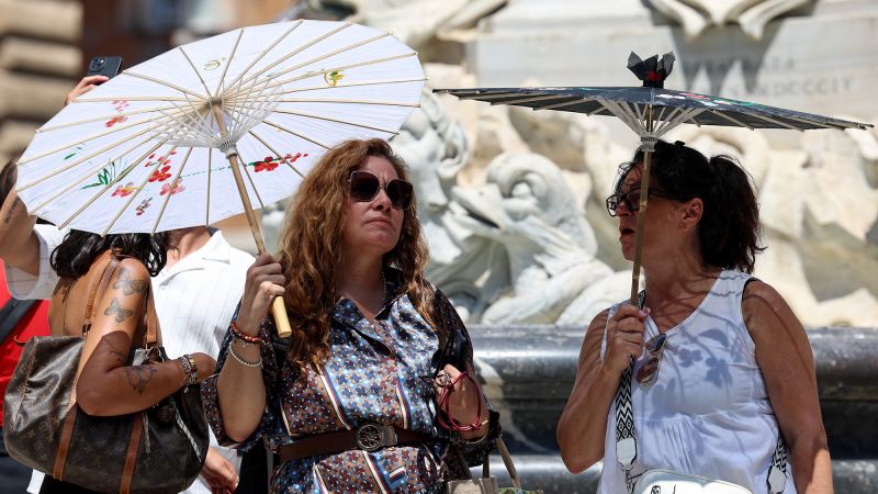 Dead trees and searing-hot benches: Rome’s multimillion-dollar cooling piazza shows the challenges of brutal heat