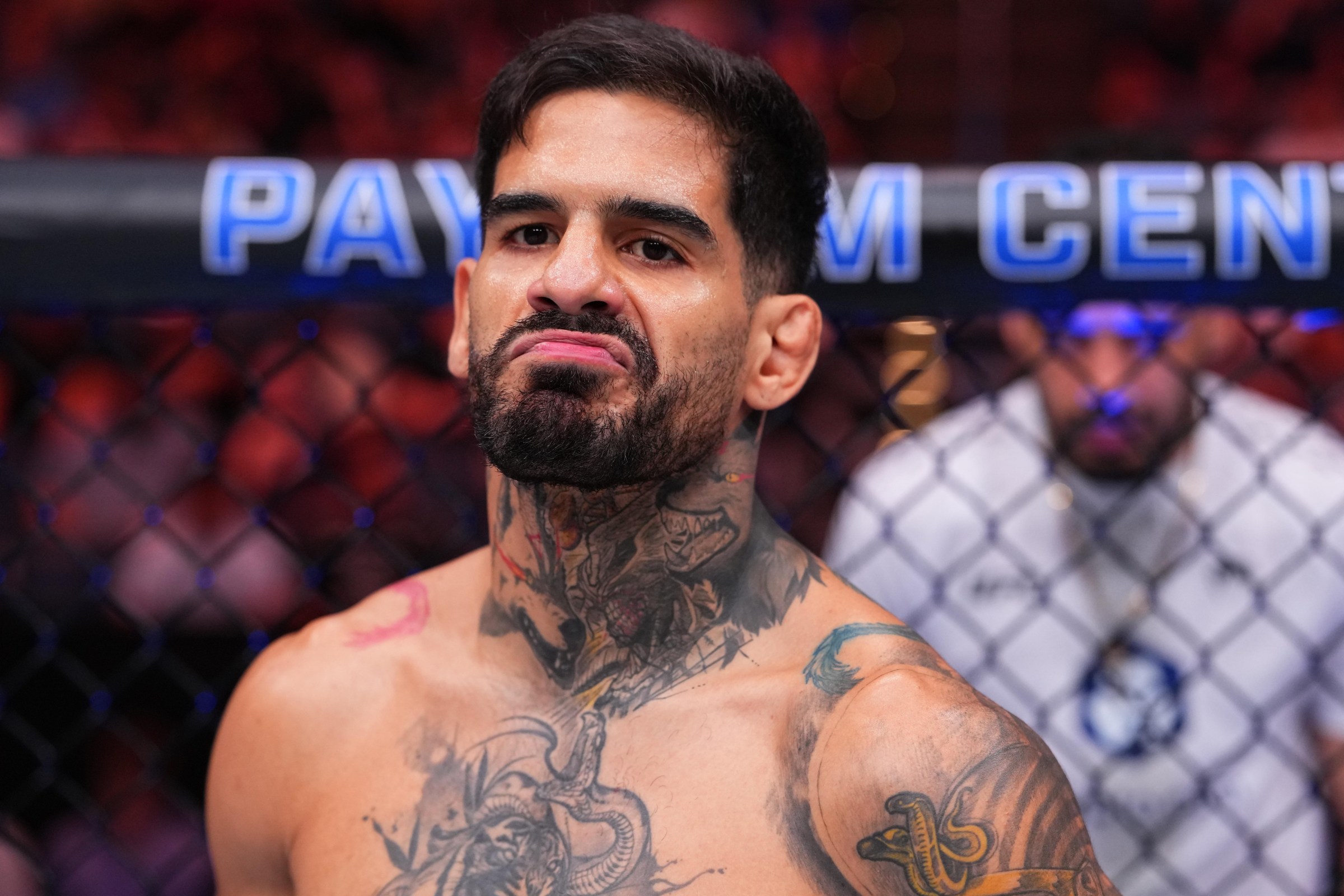 OKLAHOMA CITY, OKLAHOMA - JULY 18: Alberto Montes of Venezuela prepares to face Tommy McMillen in a featherweight fight during the UFC Fight Night event at Paycom Center on July 18, 2026 in Oklahoma City, Oklahoma. (Photo by Jeff Bottari/Zuffa LLC)