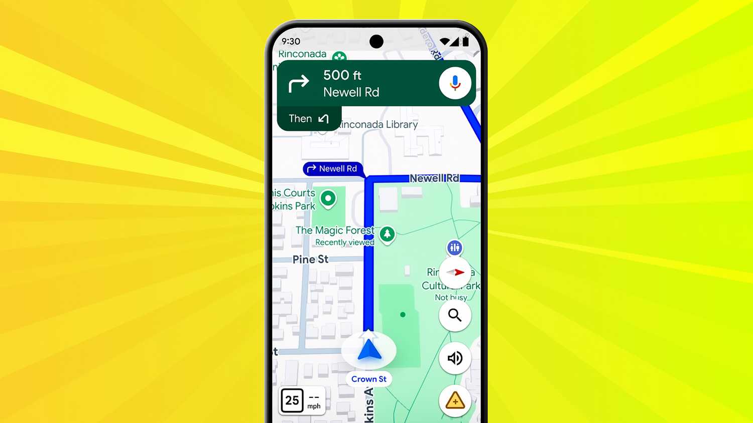 Driving with Google Maps on an Android phone.