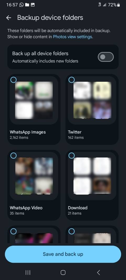 Google Photos backup device folders settings-1