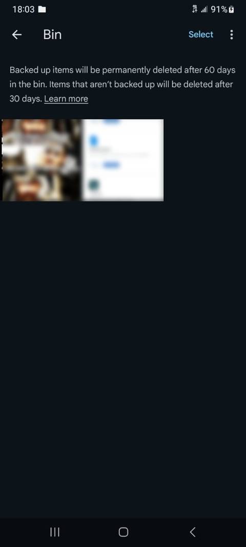 Google Photos Bin folder