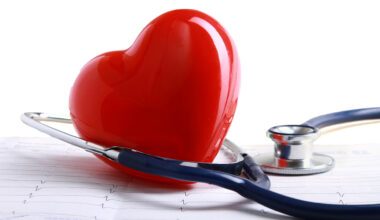 Red heart and a stethoscope.
