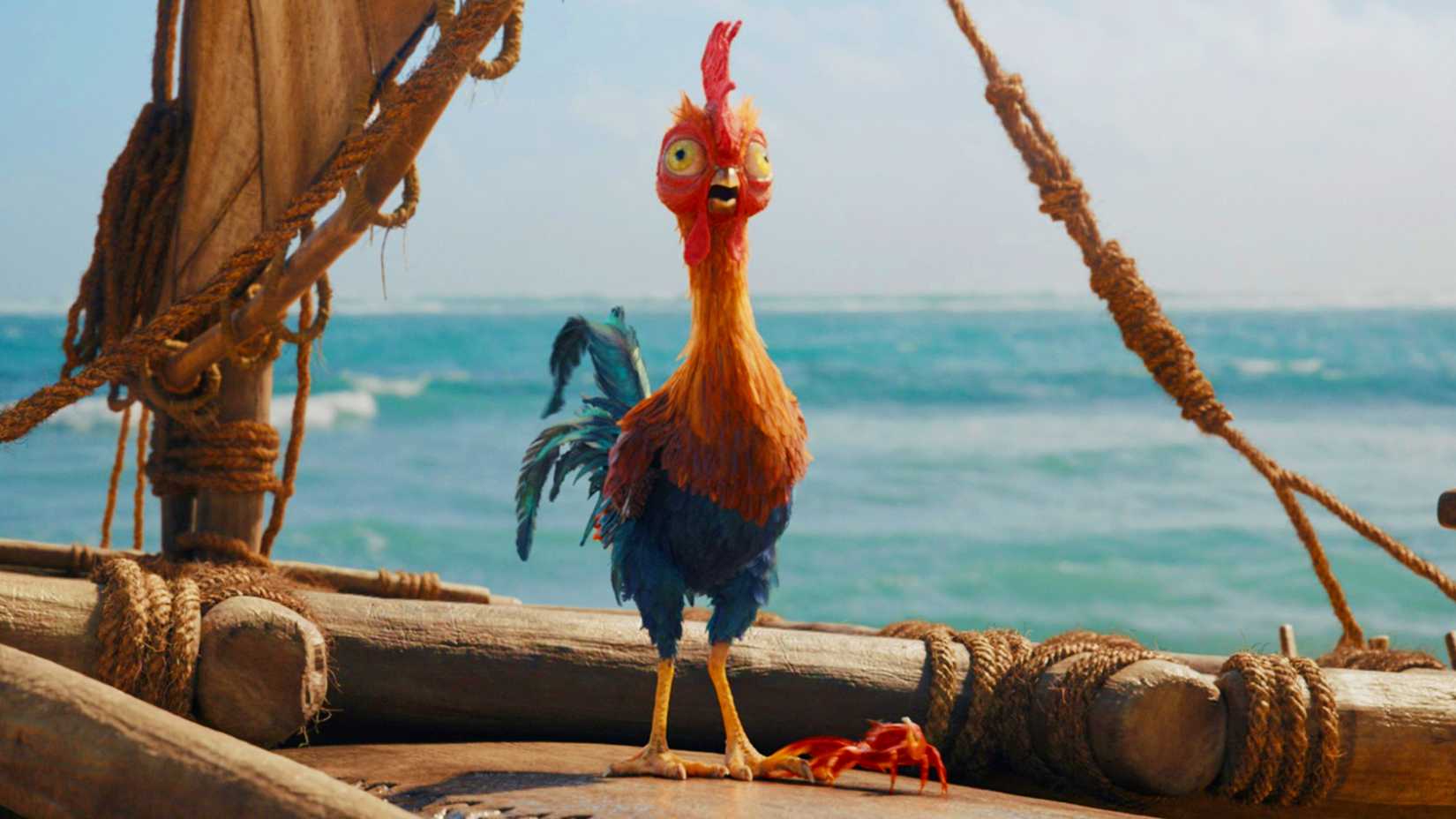 Hei Hei the chicken staring into space in Moana 2026