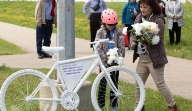 Ghost bike memorial for Edmonton cyclist also a grim warning about dangers of speeding