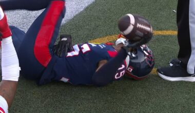 Hollins absorbs a huge hit as he converts catch-and-run touchdown – TSN
