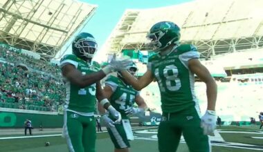 Harris hits wide open Emilus for first major score of the game – TSN