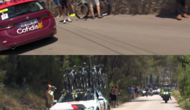 Del Toro left behind by UAE team car at the Tour de France
