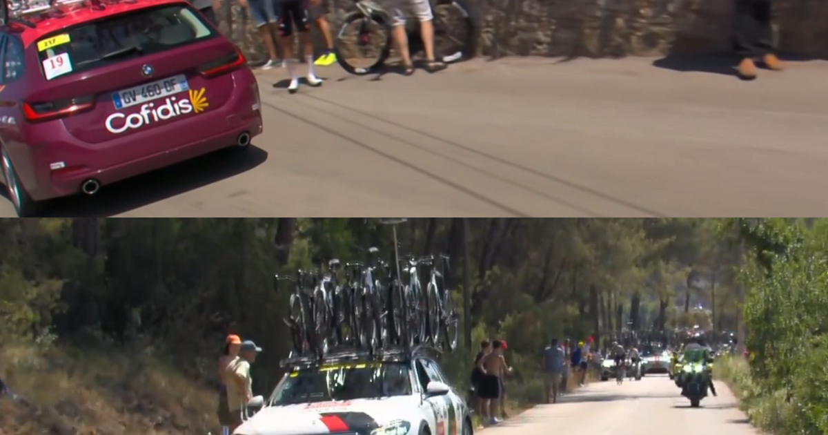 Del Toro left behind by UAE team car at the Tour de France