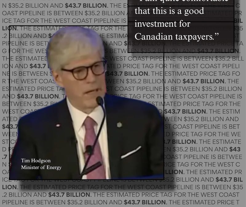 Ottawa Says the West Coast Pipeline is a 'Good Investment for Taxpayers'. Discuss.