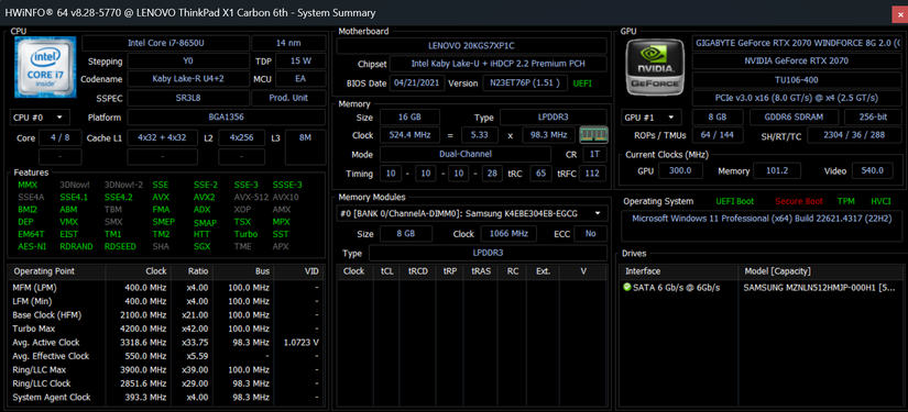 HWiNFO System Summary