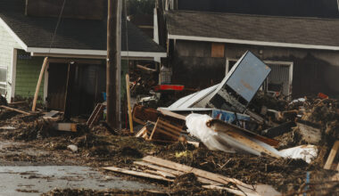 Damage along the coast of New Brunswick caused by Hurricane Fiona in 2022.
