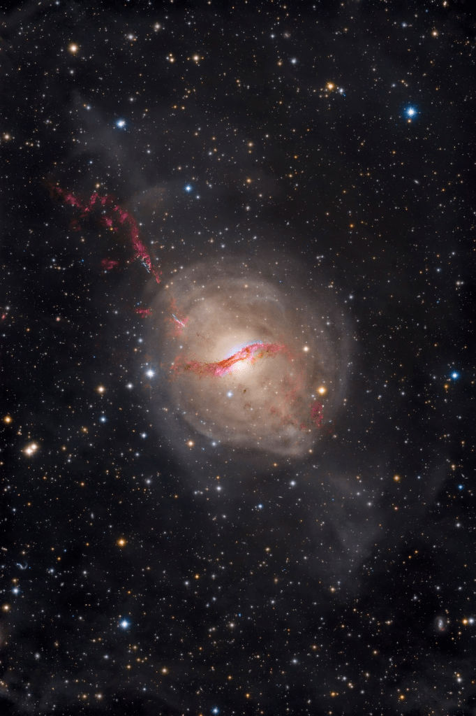 "Ghostly Shells and Blazing jets", Jarrod Koh, Honorable Mention, Deep Sky Category, David Malin Awards 2026