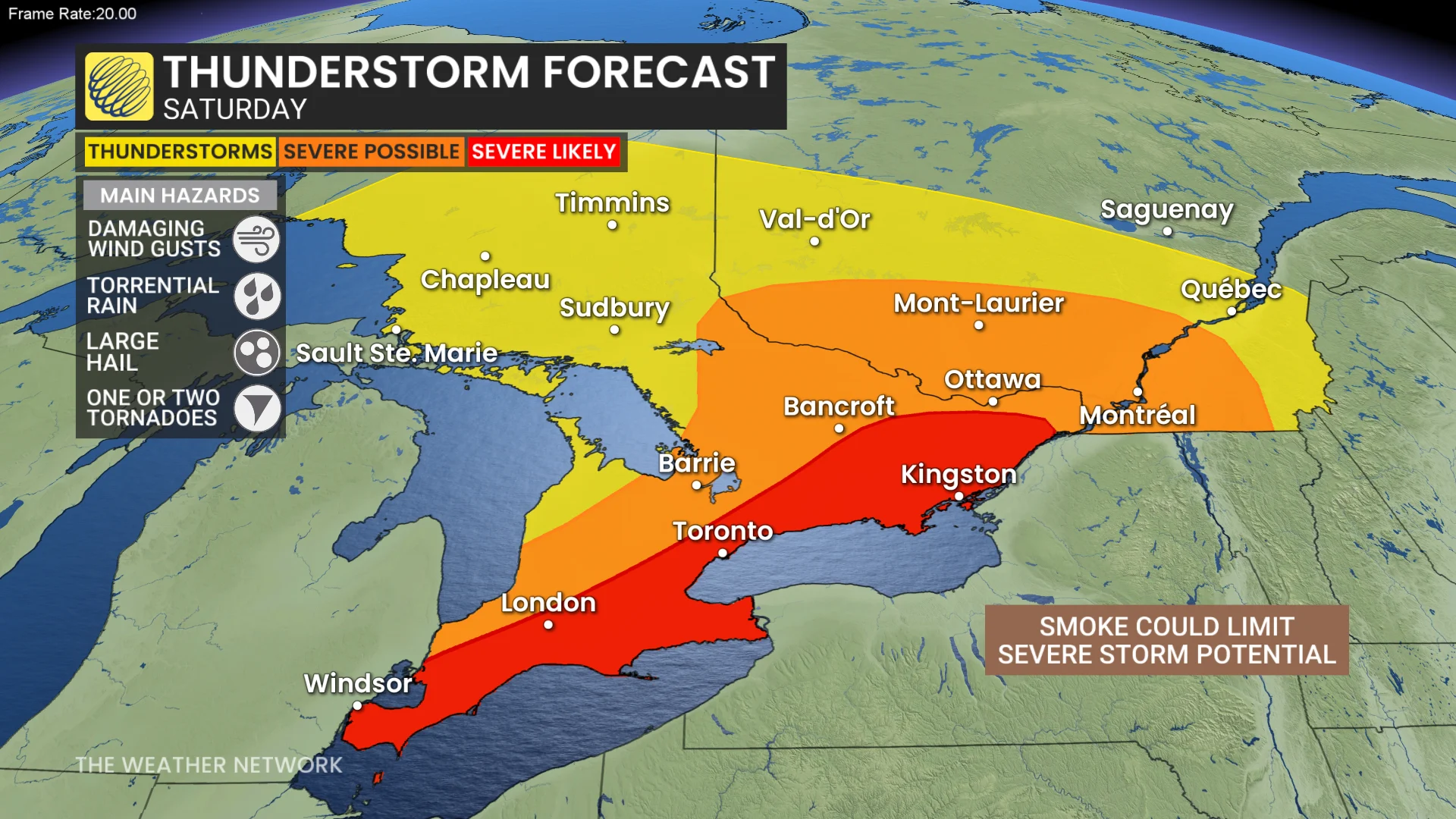 ON Thunderstorm forecast Saturday