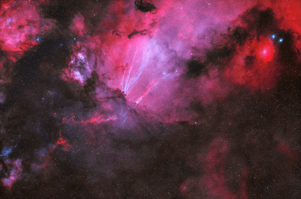 "Blue Sprites and Red Twisters", Jason Wehbe, Honorable Mention, Deep Sky Category, David Malin Awards 2026