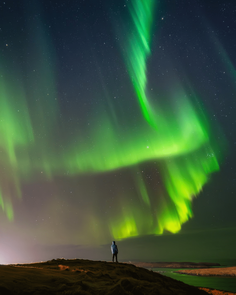 "The Lights of Stykkisholmur", Rob Embury, Winner, people and sky category, David Malin Awards 2025