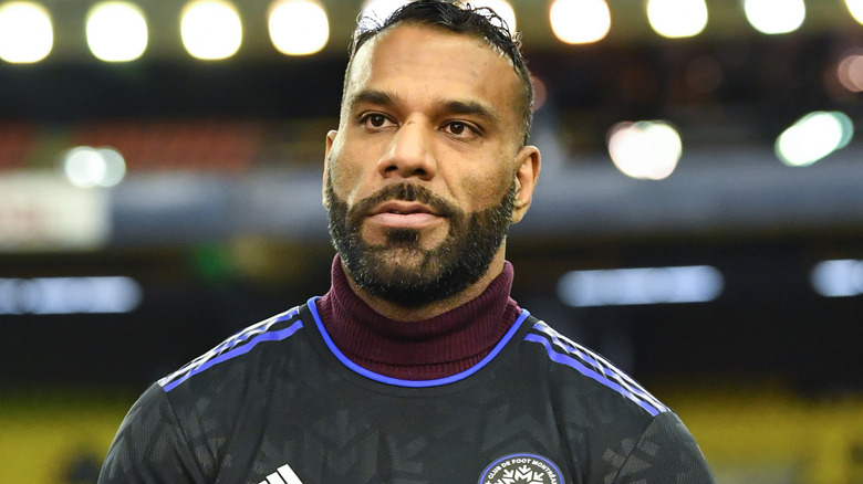 Jinder Mahal wearing a turtleneck