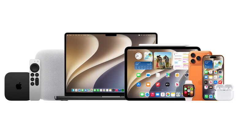 A row of Apple devices