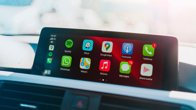 Apple CarPlay on an infotainment screen.