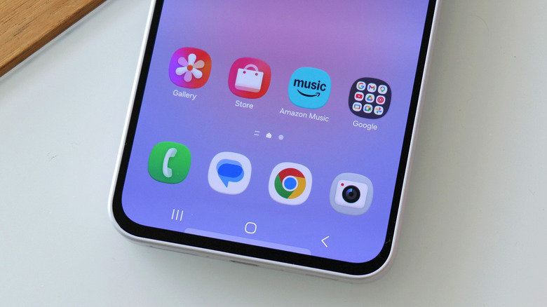 The Amazon Music and Samsung Galaxy Store apps on a Galaxy A37.