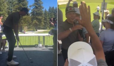 Boldy chips over railing, gets high fives at American Century Championship