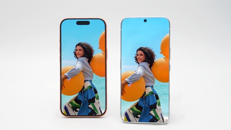 Tecno's bezel-less concept phone compared against what appears to be an iPhone.