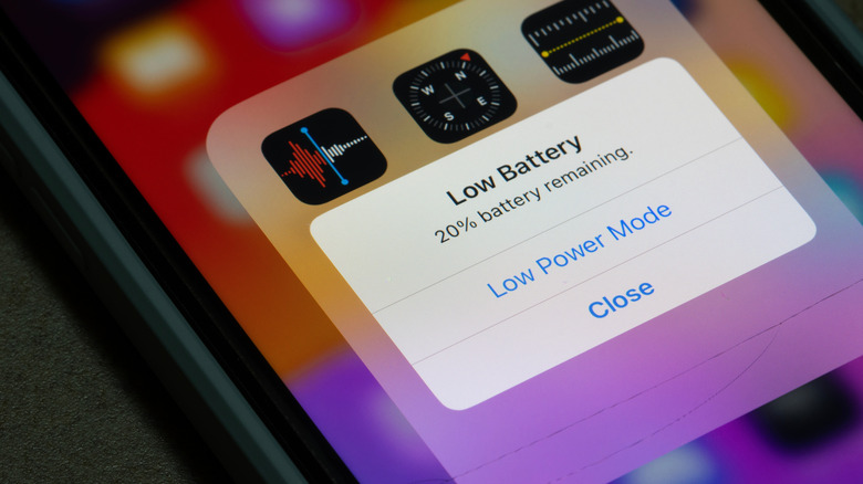 Low battery warning on iPhone