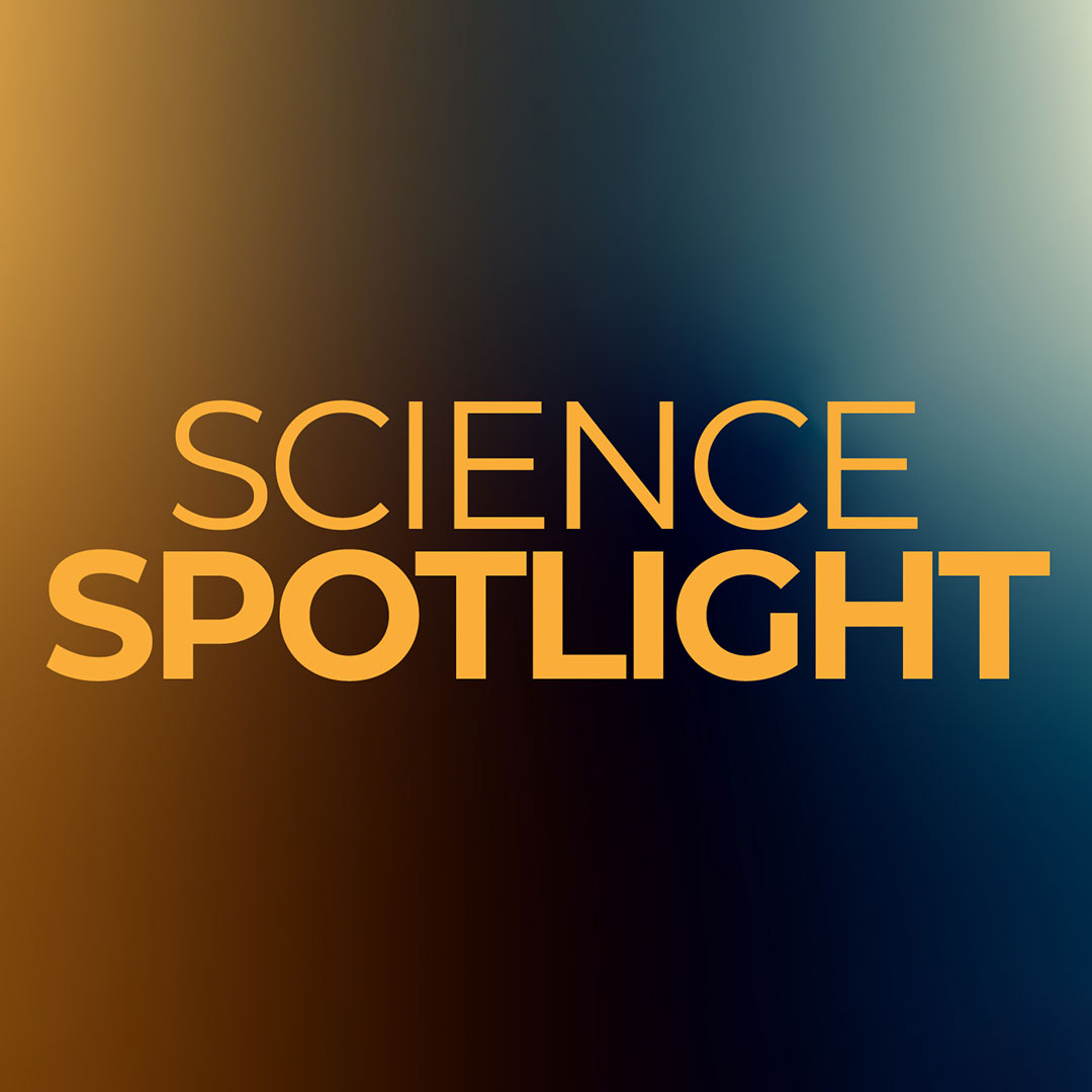 The words Science Spotlight on a gradient background
