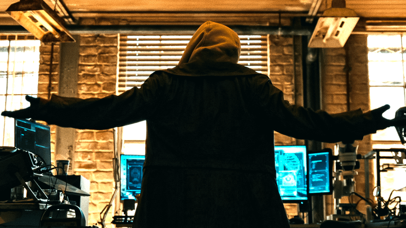 Sadie Sink's character holding her arms up in 'Spider-Man: Brand New Day.'