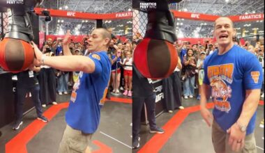 John Cena Fakes Punches and Kicks During UFC Boxing Challenge at Fanatics Fest