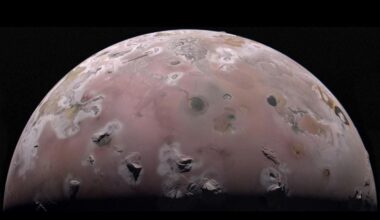 The JunoCam instrument captured this image of the volcanic moon Io during Juno's flyby in December 2023. During this and the next flyby in February 2024, Juno used its Microwave Radiometer instrument to meausure the heat several meters under the moon's surface. Image Credit: NASA/JPL-Caltech/SwRI/MSSS. Image processing by Gerald Eichstädt