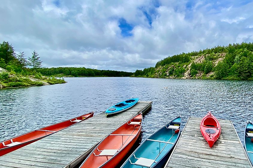 Lake Laurentian Conservation Area with kayaks in Sudbury Image credit Bryan Dearsley