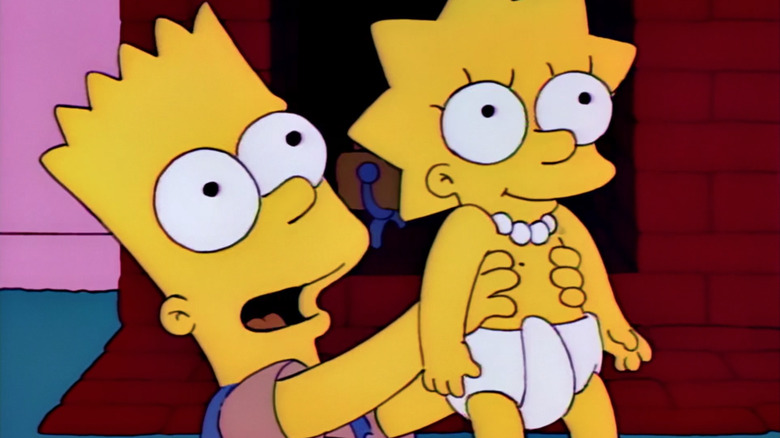 Bart raises baby Lisa in "Lisa's First Word"