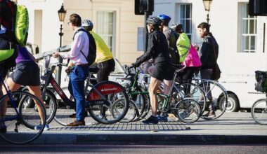 Cyclists at traffic light