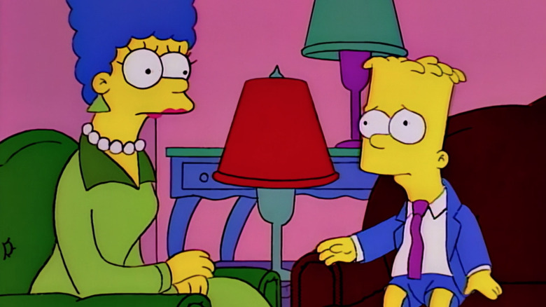 Bart tries to talk to Marge in 