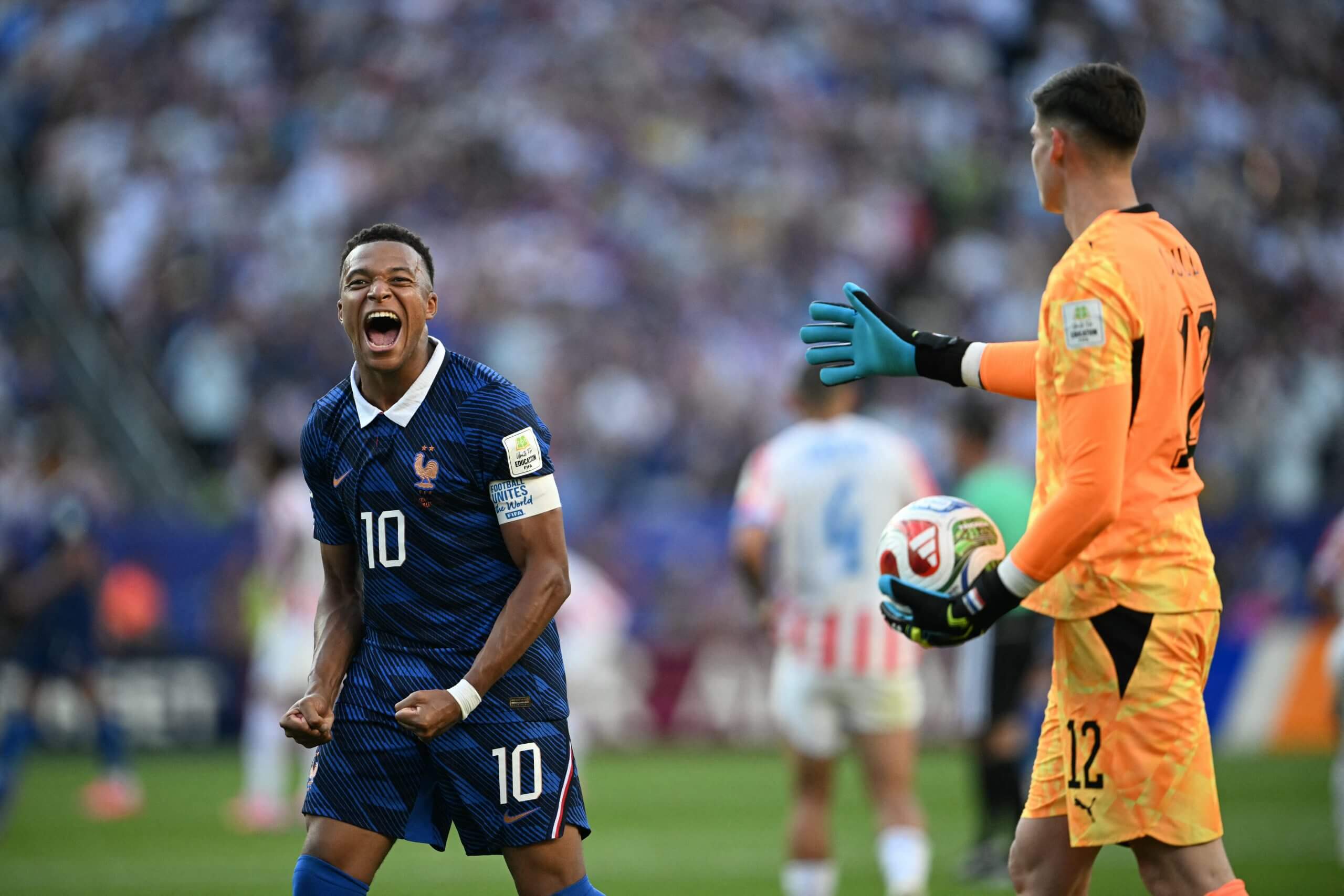 Mbappe appears to miss a handshake offered by Gill