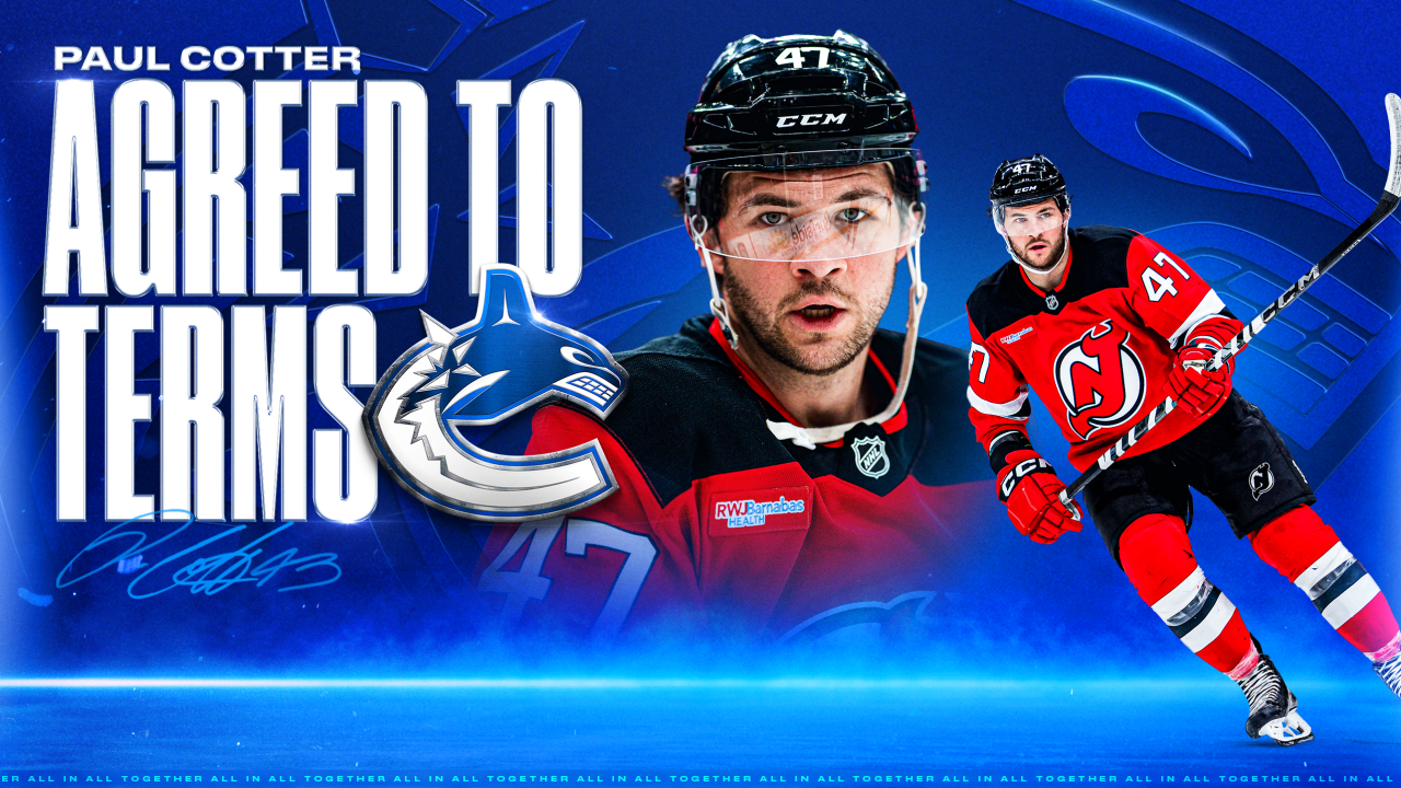 CANUCKS AGREE TO TERMS WITH PAUL COTTER ON A ONE-YEAR CONTRACT