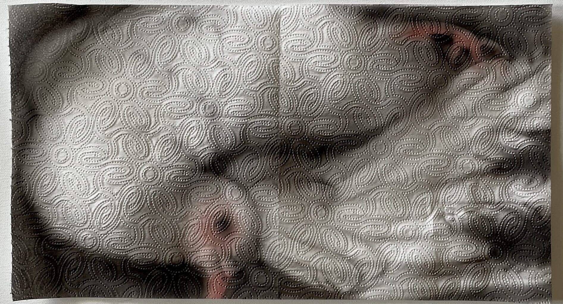 a painting of a contorted white dove on two sheets of paper towel